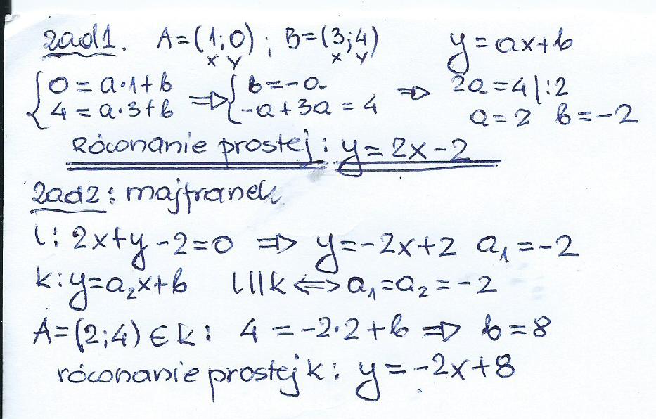 Askly 1 Napisz równanie prostej do której należą